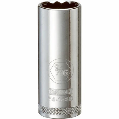 SAE Socket, Deep, 12-Point, 9/16 In., 3/8 In. Drive