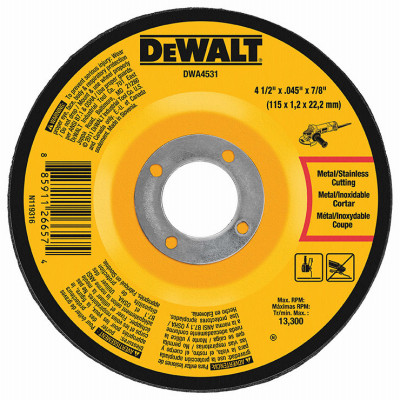 T27 Metal Cut-Off Wheel, Aluminum Oxide, 4-1/2 x .045 x 7/8 In.