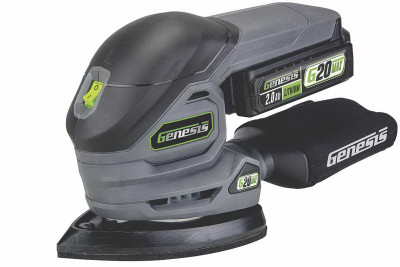 Genesis 20V Cordless Detail Sander Kit with 2.0 Ah Battery & Charger