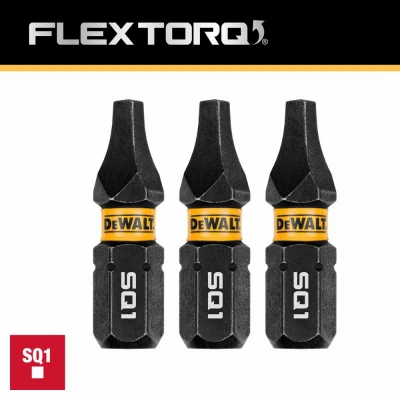 FlexTorq Square/Robertson SQ1 Impact Driver Bits, 1/4 x 1 In., 3-Pk.