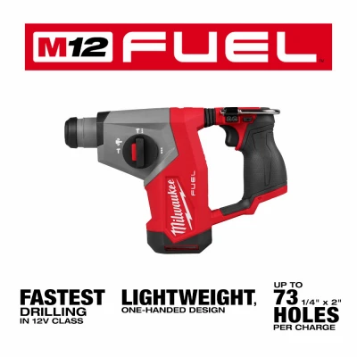 M12 Fuel 12-Volt SDS Plus Cordless Rotary Hammer, Brushless Motor, 5/8 In., TOOL ONLY