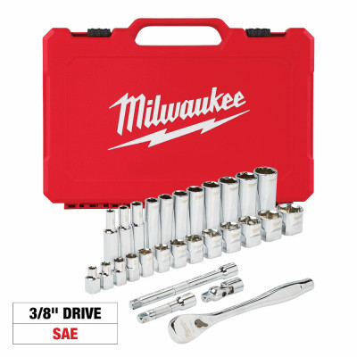 28-Pc. Ratchet & SAE Socket Set, 3/8 In. Drive