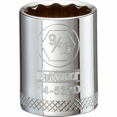 SAE Socket, Shallow, 12-Point, 9/16 In., 3/8 In. Drive