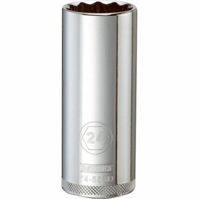 Metric Deep Socket, 12-Point, 1/2 In. Drive, 24mm