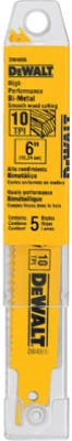 Bi-Metal Reciprocating Saw Blade, 6 In., 10-TPI, 5-Pk.