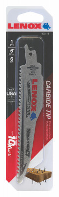 Demolition Reciprocating Saw Blade, Carbide Tipped, 6 TPI, 6-In.
