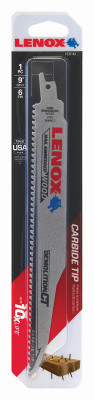 Demolition Reciprocating Saw Blade, Carbide Tipped, 6 TPI, 9-In.