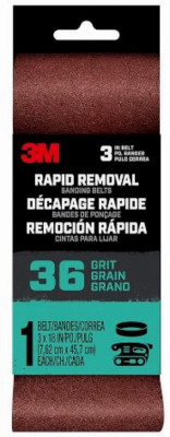 Rapid Removal Power Sanding Belt, 36 Grit, 3 x 18 In.