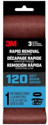 Rapid Removal Power Sanding Belt, 120 Grit, 3 x 24 In.
