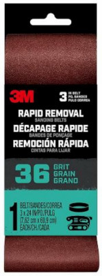Rapid Removal Power Sanding Belt, 36 Grit, 3 x 24 In.