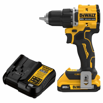 20-Volt MAX Atomic Compact Cordless Drill Driver Kit, Brushless Motor, 1/2 In., Battery & Charger