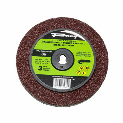 Resin Fibre Sanding Disc, Aluminum Oxide, 5 x 7/8 In. Arbor, 36 Grit