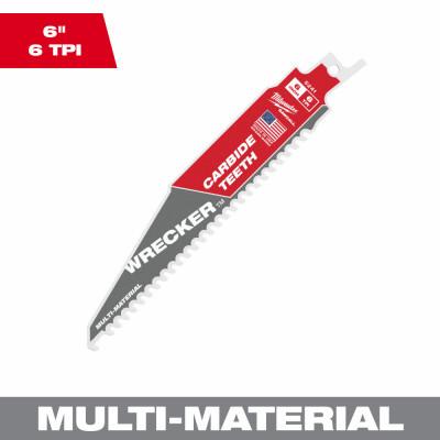Sawzall Wrecker Reciprocating Saw Blade, Carbide Teeth, 6 TPI, 6 In.