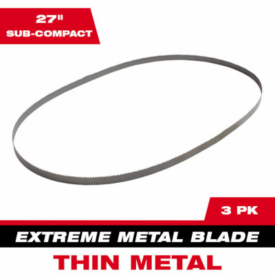 Extreme Thin Metal Band Saw Blades, Sub-Compact, 12/14 TPI, 27 In., 3-Pk.