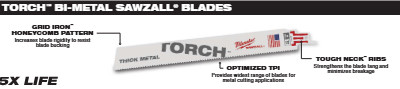 Sawzall The Torch Metal-Cut Demolition Reciprocating Saw Blade, 10 TPI, 10 TPI (25 pieces)