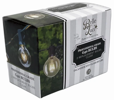 Belle Luci G40 String Light Replacement Bulbs, Clear, 2-Pk.