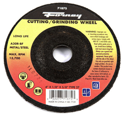 Grinding Wheel, Type 27, 4 x 1/8-In.