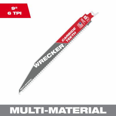 Sawzall Wrecker Reciprocating Saw Blade, Carbide Teeth, 6 TPI, 9 In.