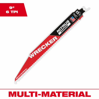 Sawzall Wrecker Reciprocating Saw Blade, Nitrus Carbide Teeth, 6 TPI, 9 In.