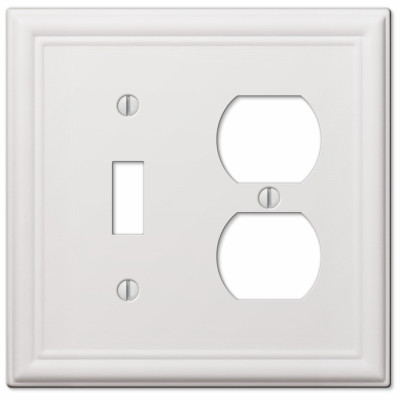 Chelsea Wall Plate, White, Steel, 1 Toggle/ 1 Duplex
