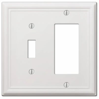 Chelsea Wall Plate, White, Steel, 1 Toggle/ 1 Rocker