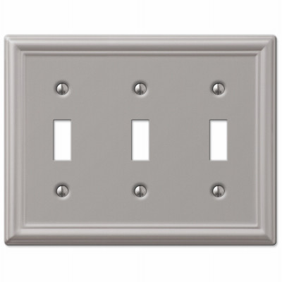 Chelsea Wall Plate, Brushed Nickel, Steel, 3 Toggle