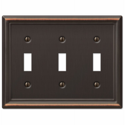 Chelsea Wall Plate, Aged Bronze, Steel, 3 Toggle