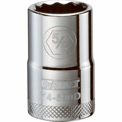 SAE Socket, Shallow, 12-Point, 5/8 In., 1/2 In. Drive