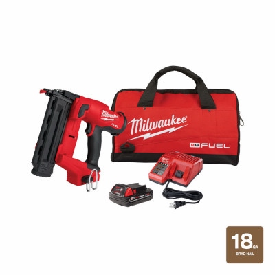 M18 Fuel 18-Volt Cordless 18-Gauge Brad Nailer Kit, Brushless Motor, Battery & Charger