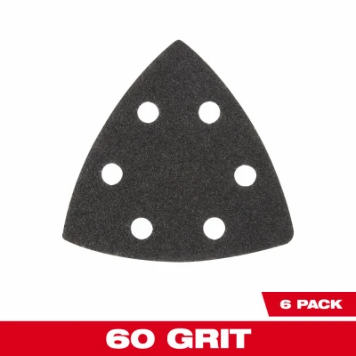 Open-Lok Triangle Sandpaper, 60 Grit, 3-1/2 In., 6-Pk.