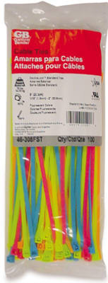 Fluorescent Cable Ties, Nylon, 8-in., 100-Pk.