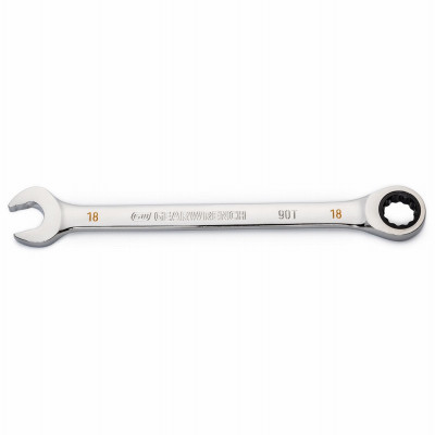 Combination Ratcheting Wrench, 90-Tooth, 12-Point, 18 mm