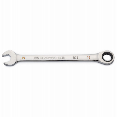 Combination Ratcheting Wrench, 90-Tooth, 12-Point, 19 mm