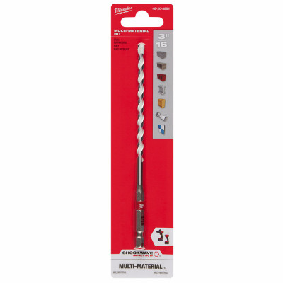 Shockwave Hammer Drill Bit, Impact-Duty Carbide, 4 x 6 x 3/16 In.