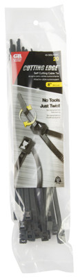 Cable Ties, Self-Cutting, Black, 8-In., 20-Pk.