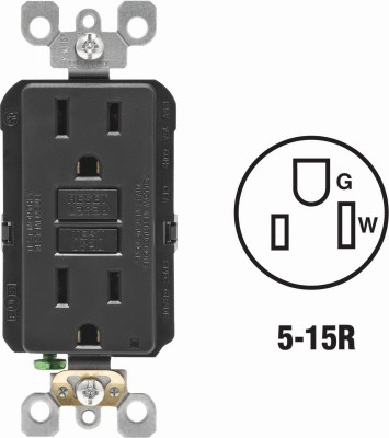 15A BLK S/T GFCI OUTLET