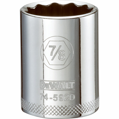 SAE Socket, Shallow, 12-Point, 7/8 In., 1/2 In.