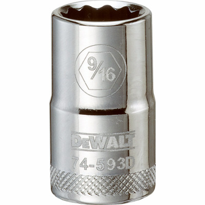 SAE Socket, Shallow, 12-Point, 9/16 In., 1/2 In.