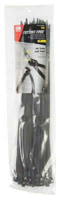 Self-Cutting Cable Ties, Black, 14-In., 50-Pk.