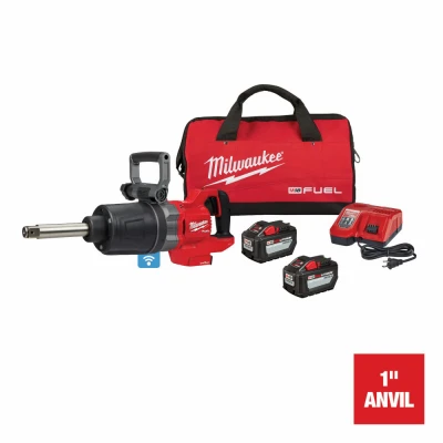 M18 Fuel 18-Volt High Torque Cordless Impact Wrench Kit, Extended Anvil, Brushless Motor, One-Key App, D-Handle, 1 In., (2) Batteries & Charger