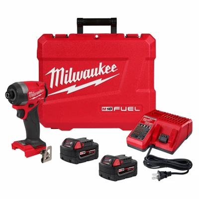 M18 Fuel 18-Volt Cordless Impact Driver Kit, Brushless Motor, 1/4 In., (2) Batteries & Charger