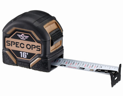 Spec Ops Tools 16-Foot Tape Measure, 1 1/8" Double-Sided Blade, Military-Grade Composite Case