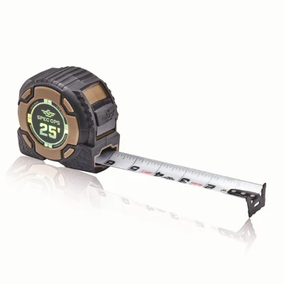 Spec Ops Tools 25-Foot Elite Series Tape Measure, 1 1/4" Double-Sided Blade, 12 Feet of Stand Out, Military-Grade Composite Case