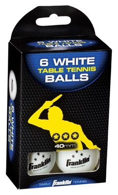 Table Tennis Balls, 3-Star, White, 6-Pk.