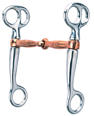 Tom Thumb Snaffle Horse Bit, Chrome Plated, Copper Plated Mouth