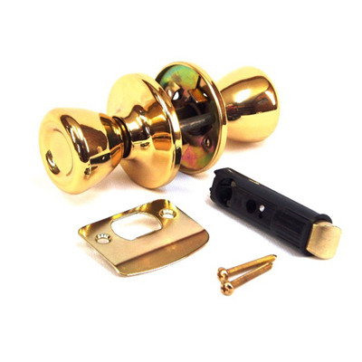 RV Interior Door Passage Lock Set, 2-3/8 In., Bright Brass