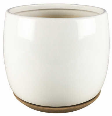 12" White Ibiza Ceramic Planter