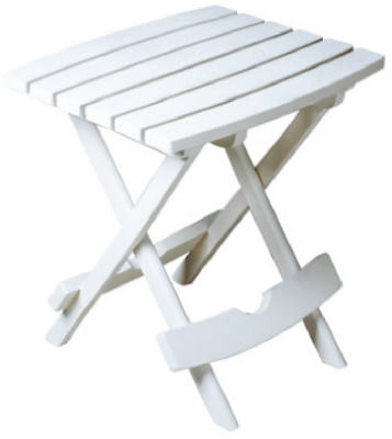 Quik Fold Patio Side Table, Resin, White