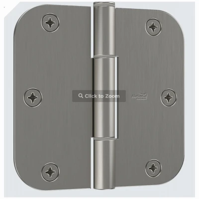 SqueakGuard Door Hinges, 1/4 In. Round Corners, Satin Nickel, 3-1/2 In., 3-Pk.