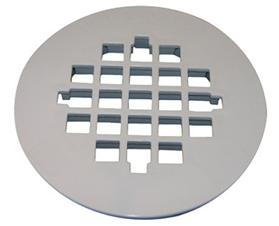 Snap-In Style Shower Drain Grate, White, Plastic